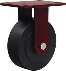 Hamilton - 6" Diam x 2" Wide x 7-3/4" OAH Top Plate Mount Rigid Caster - Nylon, 2,000 Lb Capacity, Sealed Precision Ball Bearing, 4-1/2 x 6-1/2" Plate - Exact Tooling