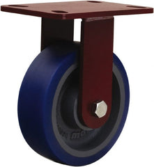 Hamilton - 6" Diam x 2" Wide x 7-3/4" OAH Top Plate Mount Rigid Caster - Polyurethane Mold onto Cast Iron Center, 960 Lb Capacity, Tapered Roller Bearing, 4-1/2 x 6-1/2" Plate - Exact Tooling