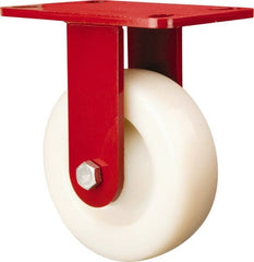 Hamilton - 6" Diam x 2" Wide x 7-3/4" OAH Top Plate Mount Rigid Caster - Nylon, 1,000 Lb Capacity, Sealed Precision Ball Bearing, 4-1/2 x 6-1/2" Plate - Exact Tooling