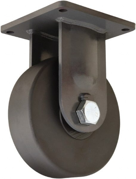 Hamilton - 10" Diam x 3" Wide x 13" OAH Top Plate Mount Rigid Caster - Nylon, 8,200 Lb Capacity, Precision Roller Ball Bearing, 8-1/2 x 8-1/2" Plate - Exact Tooling