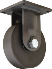 Hamilton - 10" Diam x 3" Wide x 13" OAH Top Plate Mount Rigid Caster - Nylon, 8,200 Lb Capacity, Precision Roller Ball Bearing, 8-1/2 x 8-1/2" Plate - Exact Tooling