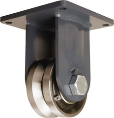 Hamilton - 6" Diam x 3" Wide, Forged Steel Rigid Caster - 10,000 Lb Capacity, Top Plate Mount, 8-1/2" x 8-1/2" Plate, Tapered Roller Bearing - Exact Tooling