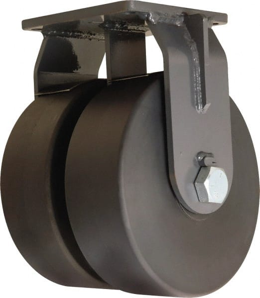 Hamilton - 12" Diam x 4" Wide x 15-1/2" OAH Top Plate Mount Dual Rigid Caster - Nylon, 16,000 Lb Capacity, Sealed Precision Ball Bearing, 8-1/2 x 8-1/2" Plate - Exact Tooling