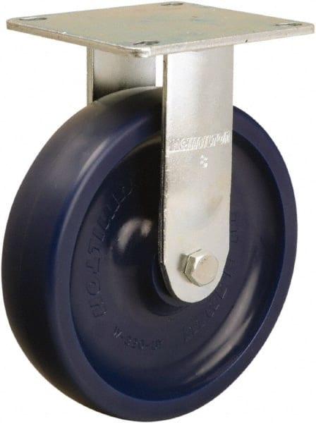 Hamilton - 8" Diam x 2" Wide x 9-1/2" OAH Top Plate Mount Rigid Caster - Polyurethane, 1,000 Lb Capacity, Sealed Precision Ball Bearing, 5 x 5-1/2" Plate - Exact Tooling