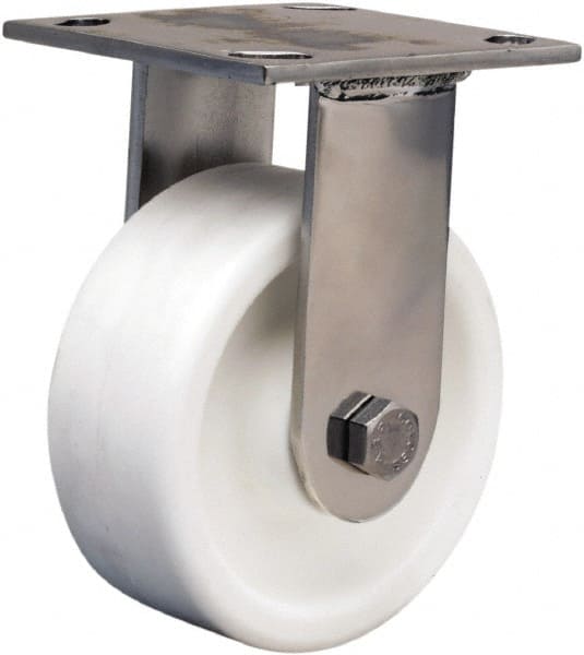 Hamilton - 5" Diam x 2" Wide x 6-1/2" OAH Top Plate Mount Rigid Caster - Polyolefin, 650 Lb Capacity, Delrin Bearing, 3-3/4 x 4-1/2" Plate - Exact Tooling