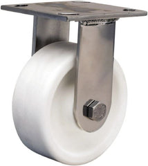 Hamilton - 5" Diam x 2" Wide x 6-1/2" OAH Top Plate Mount Rigid Caster - Polyolefin, 650 Lb Capacity, Delrin Bearing, 3-3/4 x 4-1/2" Plate - Exact Tooling