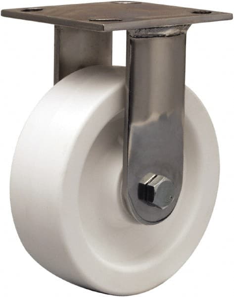 Hamilton - 6" Diam x 2" Wide x 7-1/2" OAH Top Plate Mount Rigid Caster - Polyolefin, 750 Lb Capacity, Delrin Bearing, 4 x 4-1/2" Plate - Exact Tooling