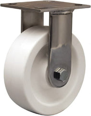 Hamilton - 6" Diam x 2" Wide x 7-1/2" OAH Top Plate Mount Rigid Caster - Polyolefin, 750 Lb Capacity, Delrin Bearing, 4 x 4-1/2" Plate - Exact Tooling