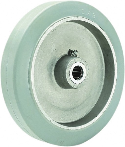 Hamilton - 8 Inch Diameter x 2 Inch Wide, Rubber on Aluminum Caster Wheel - 500 Lb. Capacity, 2-1/4 Inch Hub Length, 1/2 Inch Axle Diameter, Straight Roller Bearing - Exact Tooling