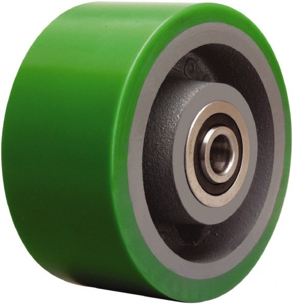 Hamilton - 6 Inch Diameter x 3 Inch Wide, Polyurethane on Cast Iron Caster Wheel - 2,200 Lb. Capacity, 3-1/2 Inch Hub Length, 1 Inch Axle Diameter, Sealed Precision Ball Bearing - Exact Tooling