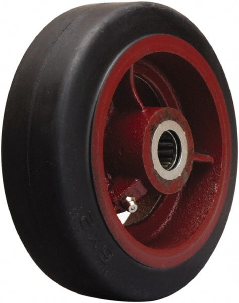 Hamilton - 6 Inch Diameter x 2 Inch Wide, Rubber on Cast Iron Caster Wheel - 410 Lb. Capacity, 2-1/4 Inch Hub Length, 1-7/16 Inch Axle Diameter, Plain Bore Bearing - Exact Tooling