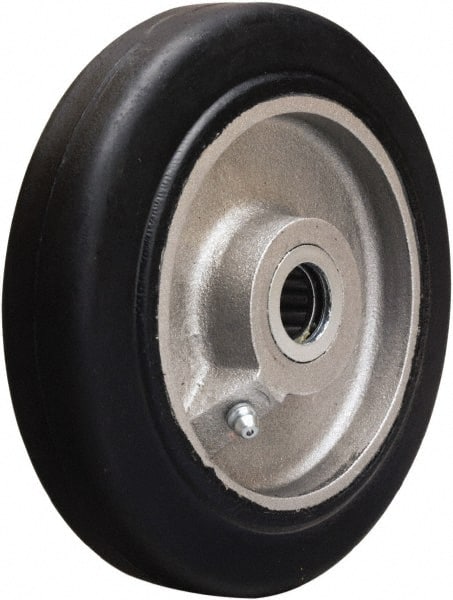 Hamilton - 6 Inch Diameter x 1-1/2 Inch Wide, Rubber on Aluminum Caster Wheel - 280 Lb. Capacity, 1-3/4 Inch Hub Length, 5/8 Inch Axle Diameter, Straight Roller Bearing - Exact Tooling