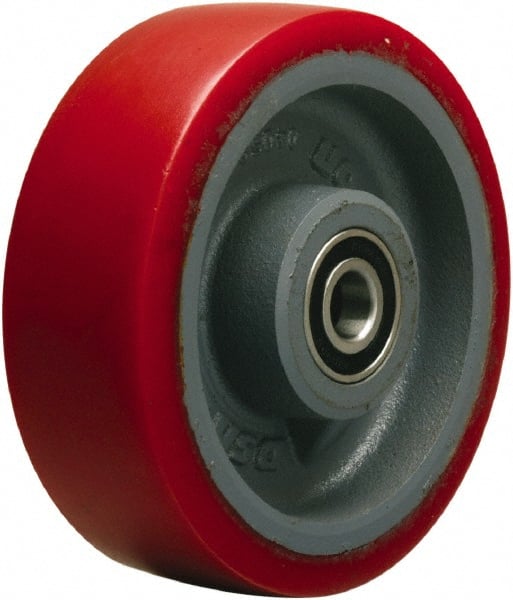 Hamilton - 6 Inch Diameter x 2 Inch Wide, Polyurethane on Cast Iron Caster Wheel - 1,400 Lb. Capacity, 2-1/4 Inch Hub Length, 3/4 Inch Axle Diameter, Precision Ball Bearing - Exact Tooling