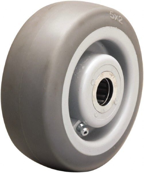 Hamilton - 5 Inch Diameter x 2 Inch Wide, Rubber on Thermoplastic Caster Wheel - 350 Lb. Capacity, 2-3/16 Inch Hub Length, 1/2 Inch Axle Diameter, Straight Roller Bearing - Exact Tooling