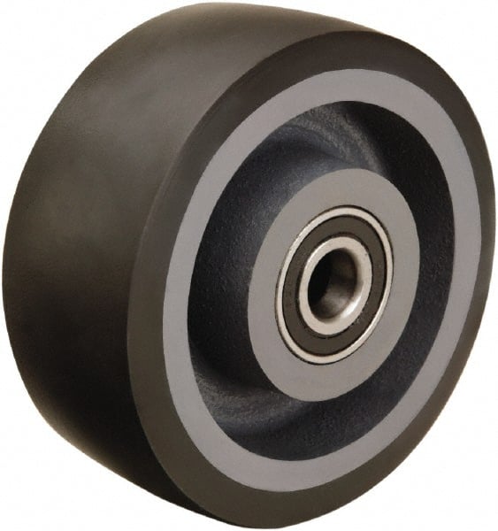 Hamilton - 5 Inch Diameter x 2 Inch Wide, Polyurethane on Cast Iron Caster Wheel - 1,360 Lb. Capacity, 2-1/2 Inch Hub Length, 3/4 Inch Axle Diameter, Tapered Roller Bearing - Exact Tooling