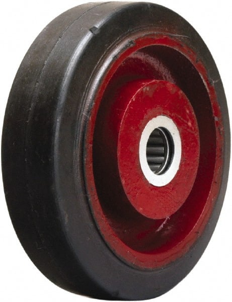 Hamilton - 5 Inch Diameter x 1-1/2 Inch Wide, Rubber on Cast Iron Caster Wheel - 240 Lb. Capacity, 1-5/8 Inch Hub Length, 3/4 Inch Axle Diameter, Straight Roller Bearing - Exact Tooling