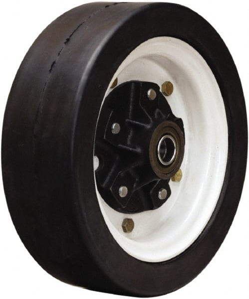 Hamilton - 12 Inch Diameter x 4 Inch Wide, Rubber Caster Wheel - 1,200 Lb. Capacity, 3-1/2 Inch Hub Length, 1 Inch Axle Diameter, Tapered Roller Bearing - Exact Tooling