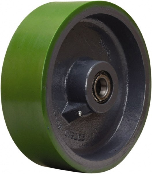 Hamilton - 12 Inch Diameter x 4 Inch Wide, Polyurethane on Cast Iron Caster Wheel - 4,800 Lb. Capacity, 4-1/4 Inch Hub Length, 1-1/2 Inch Axle Diameter, Tapered Roller Bearing - Exact Tooling