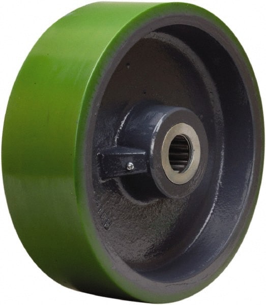 Hamilton - 12 Inch Diameter x 4 Inch Wide, Polyurethane on Cast Iron Caster Wheel - 4,800 Lb. Capacity, 4-1/4 Inch Hub Length, 1-1/4 Inch Axle Diameter, Straight Roller Bearing - Exact Tooling