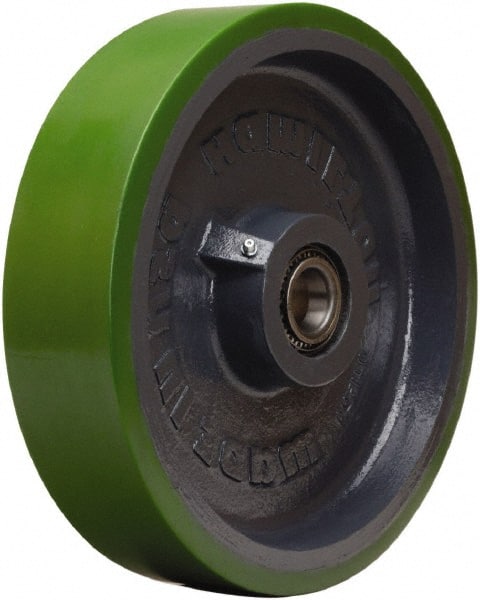 Hamilton - 12 Inch Diameter x 3 Inch Wide, Polyurethane on Cast Iron Caster Wheel - 3,500 Lb. Capacity, 3-1/4 Inch Hub Length, 3/4 Inch Axle Diameter, Tapered Roller Bearing - Exact Tooling