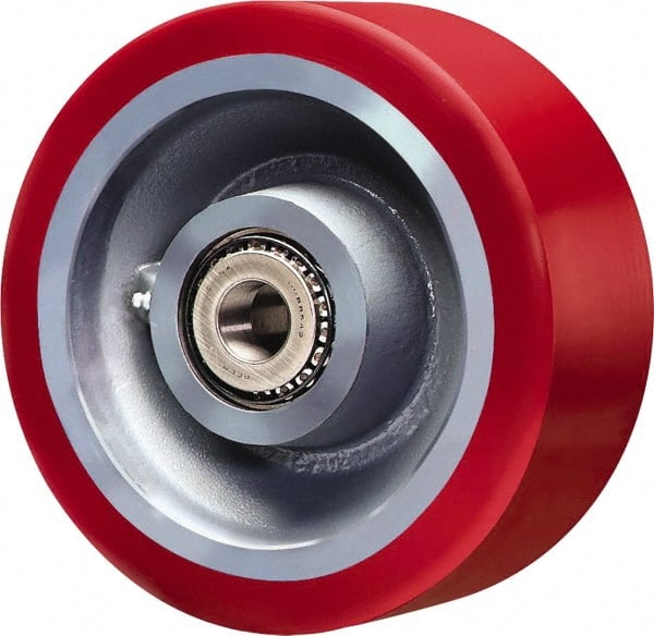 Hamilton - 12 Inch Diameter x 4 Inch Wide, Polyurethane on Forged Steel Caster Wheel - 7,200 Lb. Capacity, 4-1/4 Inch Hub Length, 1-1/4 Inch Axle Diameter, Sealed Precision Ball Bearing - Exact Tooling