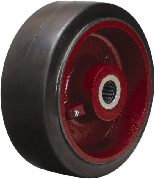 Hamilton - 10 Inch Diameter x 4 Inch Wide, Rubber on Cast Iron Caster Wheel - 1,400 Lb. Capacity, 4-1/4 Inch Hub Length, 1 Inch Axle Diameter, Straight Roller Bearing - Exact Tooling