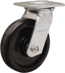 Hamilton - 6" Diam x 1-1/2" Wide x 7-1/2" OAH Top Plate Mount Swivel Caster - Phenolic, 550 Lb Capacity, Straight Roller Bearing, 4 x 4-1/2" Plate - Exact Tooling