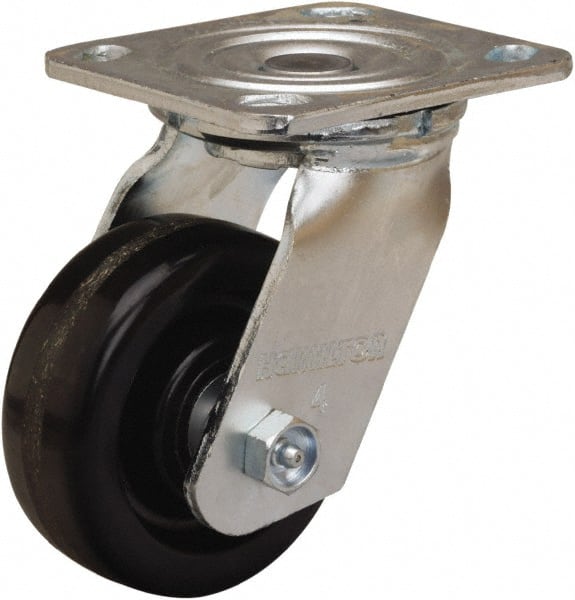 Hamilton - 4" Diam x 1-1/2" Wide x 5-5/8" OAH Top Plate Mount Swivel Caster - Phenolic, 550 Lb Capacity, Straight Roller Bearing, 4 x 4-1/2" Plate - Exact Tooling