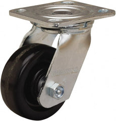 Hamilton - 4" Diam x 1-1/2" Wide x 5-5/8" OAH Top Plate Mount Swivel Caster - Phenolic, 550 Lb Capacity, Straight Roller Bearing, 4 x 4-1/2" Plate - Exact Tooling