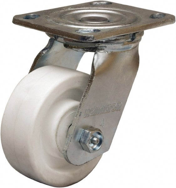 Hamilton - 4" Diam x 1-1/2" Wide x 5-5/8" OAH Top Plate Mount Swivel Caster - Polyolefin, 400 Lb Capacity, Delrin Bearing, 4 x 4-1/2" Plate - Exact Tooling