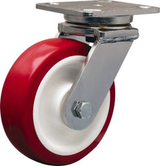 Hamilton - 6" Diam x 2" Wide x 7-1/2" OAH Top Plate Mount Swivel Caster - Polyurethane Mold on Polypropylene, 1,000 Lb Capacity, Delrin Bearing, 4 x 5" Plate - Exact Tooling