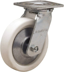 Hamilton - 6" Diam x 1-1/2" Wide x 7-1/2" OAH Top Plate Mount Swivel Caster - Polyolefin, 525 Lb Capacity, Delrin Bearing, 4 x 4-1/2" Plate - Exact Tooling