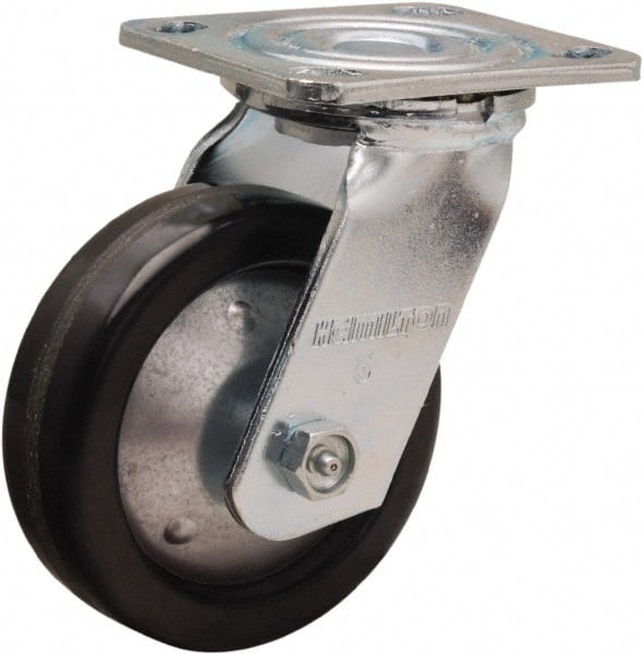 Hamilton - 5" Diam x 1-1/2" Wide x 6-1/2" OAH Top Plate Mount Swivel Caster - Phenolic, 600 Lb Capacity, Straight Roller Bearing, 4 x 4-1/2" Plate - Exact Tooling