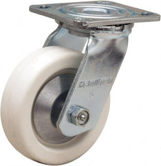 Hamilton - 5" Diam x 1-1/2" Wide x 6-1/2" OAH Top Plate Mount Swivel Caster - Polyolefin, 400 Lb Capacity, Delrin Bearing, 4 x 4-1/2" Plate - Exact Tooling