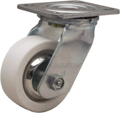 Hamilton - 4" Diam x 1-1/2" Wide x 5-5/8" OAH Top Plate Mount Swivel Caster - Polyolefin, 350 Lb Capacity, Delrin Bearing, 4 x 4-1/2" Plate - Exact Tooling