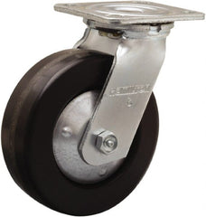 Hamilton - 6" Diam x 2" Wide x 7-1/2" OAH Top Plate Mount Swivel Caster - Phenolic, 900 Lb Capacity, Straight Roller Bearing, 4 x 4-1/2" Plate - Exact Tooling