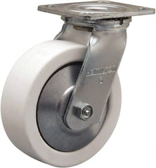 Hamilton - 6" Diam x 2" Wide x 7-1/2" OAH Top Plate Mount Swivel Caster - Polyolefin, 750 Lb Capacity, Delrin Bearing, 4 x 4-1/2" Plate - Exact Tooling