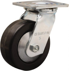 Hamilton - 5" Diam x 2" Wide x 6-1/2" OAH Top Plate Mount Swivel Caster - Phenolic, 900 Lb Capacity, Straight Roller Bearing, 4 x 4-1/2" Plate - Exact Tooling