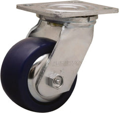 Hamilton - 4" Diam x 2" Wide x 5-5/8" OAH Top Plate Mount Swivel Caster - Polyurethane, 750 Lb Capacity, Straight Roller Bearing, 4 x 4-1/2" Plate - Exact Tooling