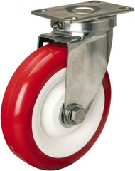 Hamilton - 5" Diam x 1-3/8" Wide x 6-1/4" OAH Top Plate Mount Swivel Caster - Polyurethane Mold on Polypropylene, 325 Lb Capacity, Delrin Bearing, 2-3/8 x 3-5/8" Plate - Exact Tooling