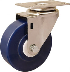 Hamilton - 4" Diam x 1-1/4" Wide x 5-1/8" OAH Top Plate Mount Swivel Caster - Polyurethane, 325 Lb Capacity, Delrin Bearing, 2-3/8 x 3-5/8" Plate - Exact Tooling