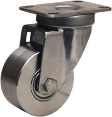 Hamilton - 3" Diam x 1-3/8" Wide x 4-5/8" OAH Top Plate Mount Swivel Caster - Forged Steel, 325 Lb Capacity, Stainless Steel Precision Ball Bearing, 2-3/8 x 3-5/8" Plate - Exact Tooling