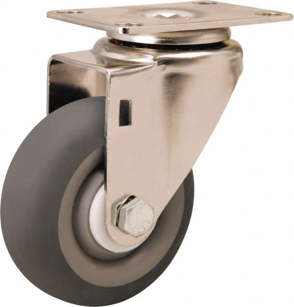 Hamilton - 3-1/2" Diam x 1-3/8" Wide x 4-7/8" OAH Top Plate Mount Swivel Caster - Rubber Mold on Polyolefin, 240 Lb Capacity, Delrin Bearing, 2-3/8 x 3-5/8" Plate - Exact Tooling