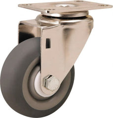Hamilton - 3-1/2" Diam x 1-3/8" Wide x 4-7/8" OAH Top Plate Mount Swivel Caster - Rubber Mold on Polyolefin, 240 Lb Capacity, Delrin Bearing, 2-3/8 x 3-5/8" Plate - Exact Tooling