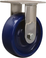 Hamilton - 6" Diam x 2" Wide x 7-1/2" OAH Top Plate Mount Rigid Caster - Polyurethane, 800 Lb Capacity, Delrin Bearing, 3-3/4 x 4-1/2" Plate - Exact Tooling