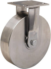 Hamilton - 8" Diam x 2" Wide x 9-1/2" OAH Top Plate Mount Rigid Caster - Forged Steel, 800 Lb Capacity, Delrin Bearing, 3-3/4 x 4-1/2" Plate - Exact Tooling