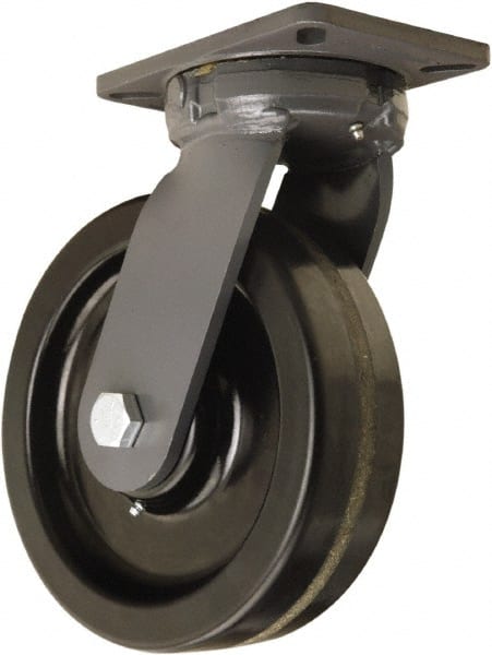 Hamilton - 10" Diam x 3" Wide x 12-1/2" OAH Top Plate Mount Swivel Caster - Phenolic, 2,900 Lb Capacity, Straight Roller Bearing, 5-1/4 x 7-1/4" Plate - Exact Tooling