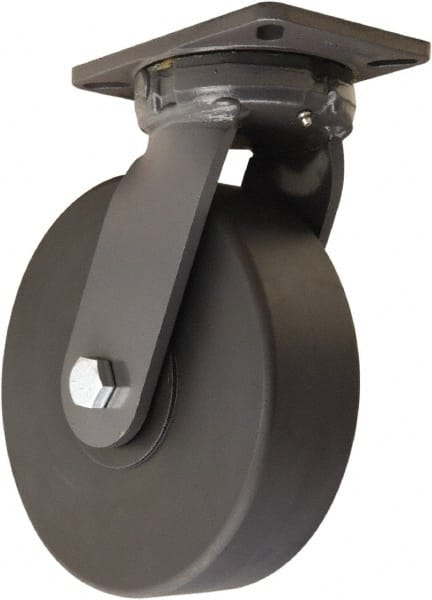 Hamilton - 10" Diam x 3" Wide x 12-1/2" OAH Top Plate Mount Swivel Caster - Nylon, 5,000 Lb Capacity, Precision Ball Bearing, 5-1/4 x 7-1/4" Plate - Exact Tooling