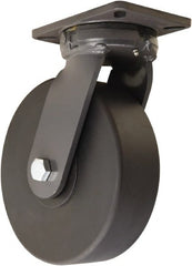 Hamilton - 10" Diam x 3" Wide x 12-1/2" OAH Top Plate Mount Swivel Caster - Nylon, 5,000 Lb Capacity, Precision Ball Bearing, 5-1/4 x 7-1/4" Plate - Exact Tooling