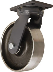 Hamilton - 10" Diam x 3" Wide x 12-1/2" OAH Top Plate Mount Swivel Caster - Forged Steel, 6,000 Lb Capacity, Precision Ball Bearing, 5-1/4 x 7-1/4" Plate - Exact Tooling